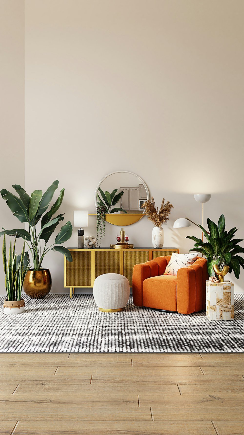 Sala com sofá e mesa de centro